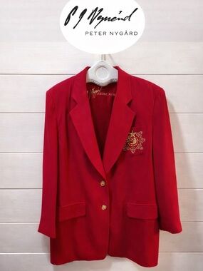 PETER NYGÅRD – Red Silk Blazer (Size 10)